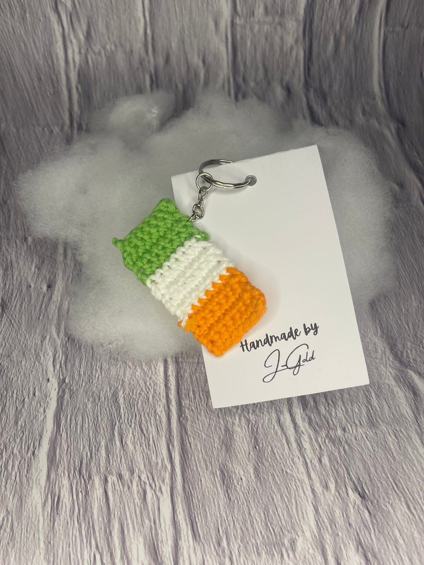 Handmade Irish Flag Key Chain.
