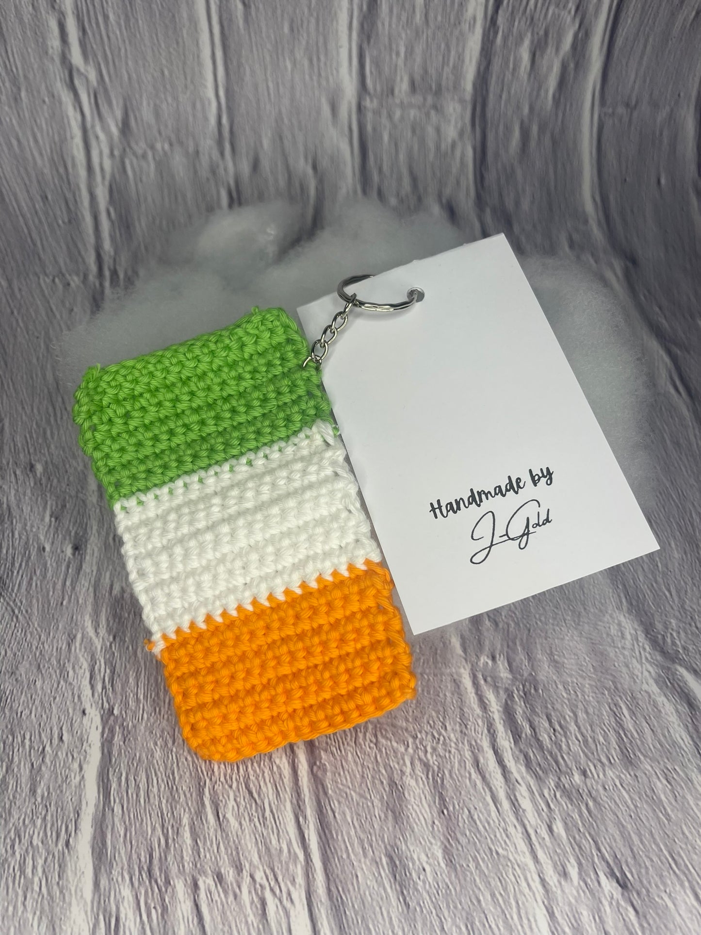 Handmade Irish Flag Key Chain.
