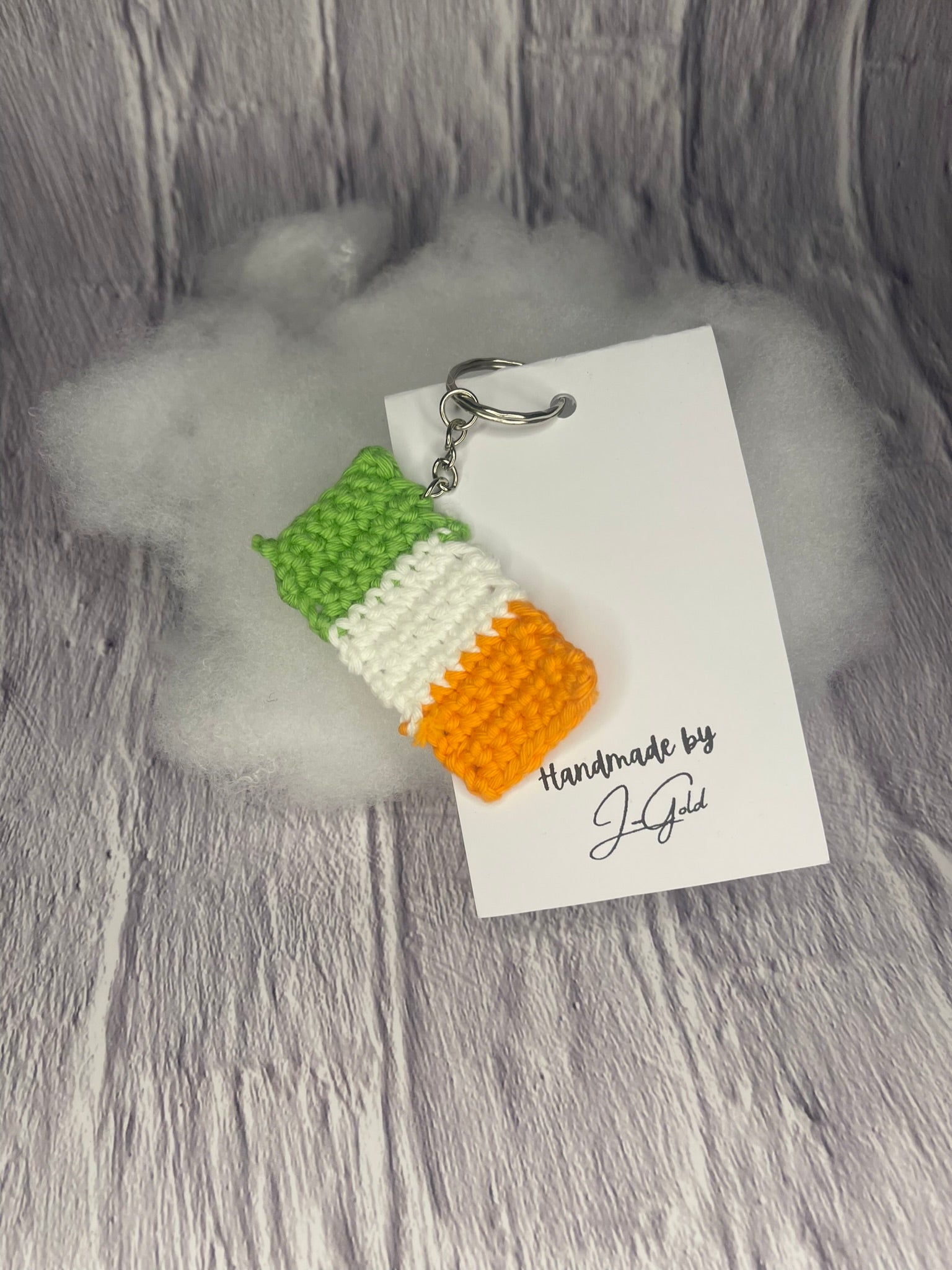 Handmade Irish Flag Key Chain.